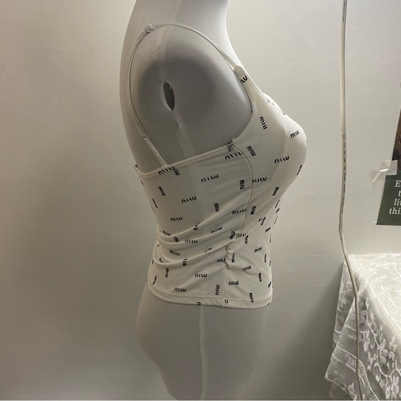 Miu Miu White Logo Print Camisole - Picture 2 of 6